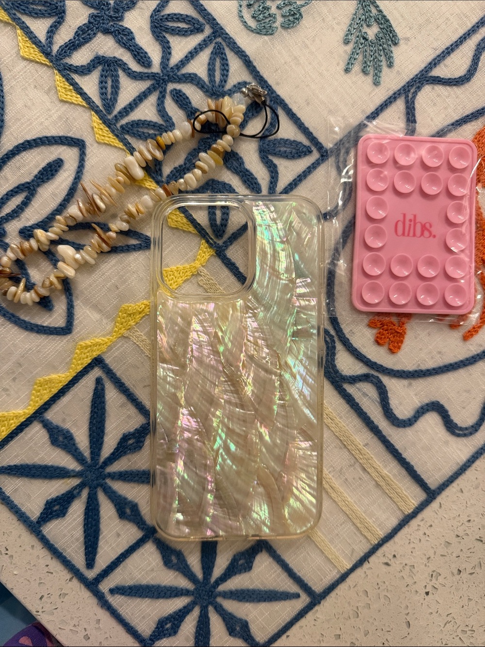 Iridescent Pearl Phone Case - Clear with Pink Sheen